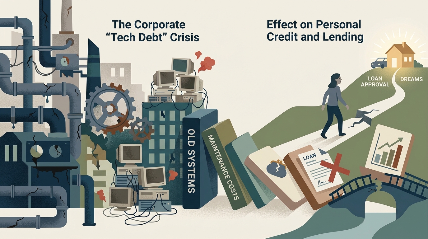 Illustration: Why the Corporate 'Tech Debt' Crisis Could Make Your Next Loan Harder to Get